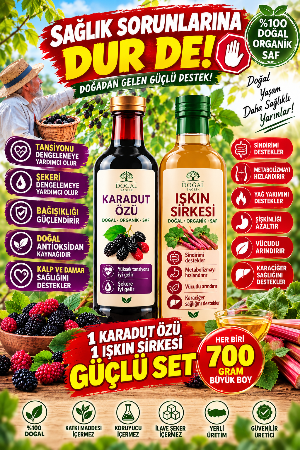 DOĞAL ZENGİN MİNERALLİ KARADUT ÖZÜ VE IŞKIN KÖKÜ SİRKESİ