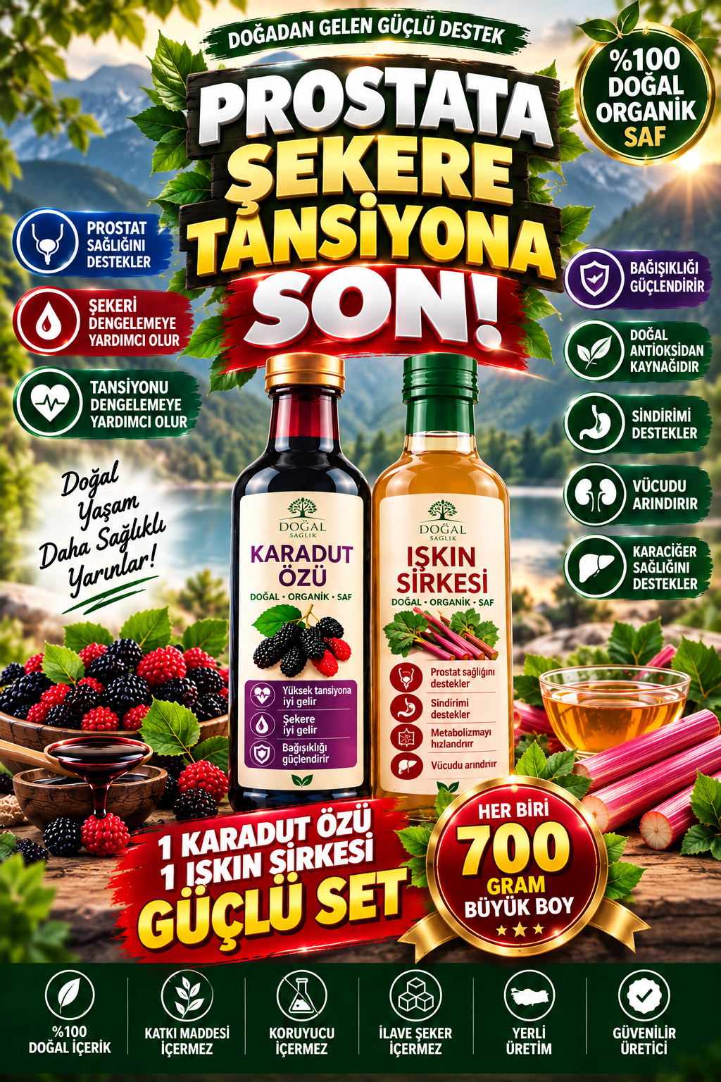 DOĞAL ZENGİN MİNERALLİ KARADUT ÖZÜ VE IŞKIN KÖKÜ SİRKESİ