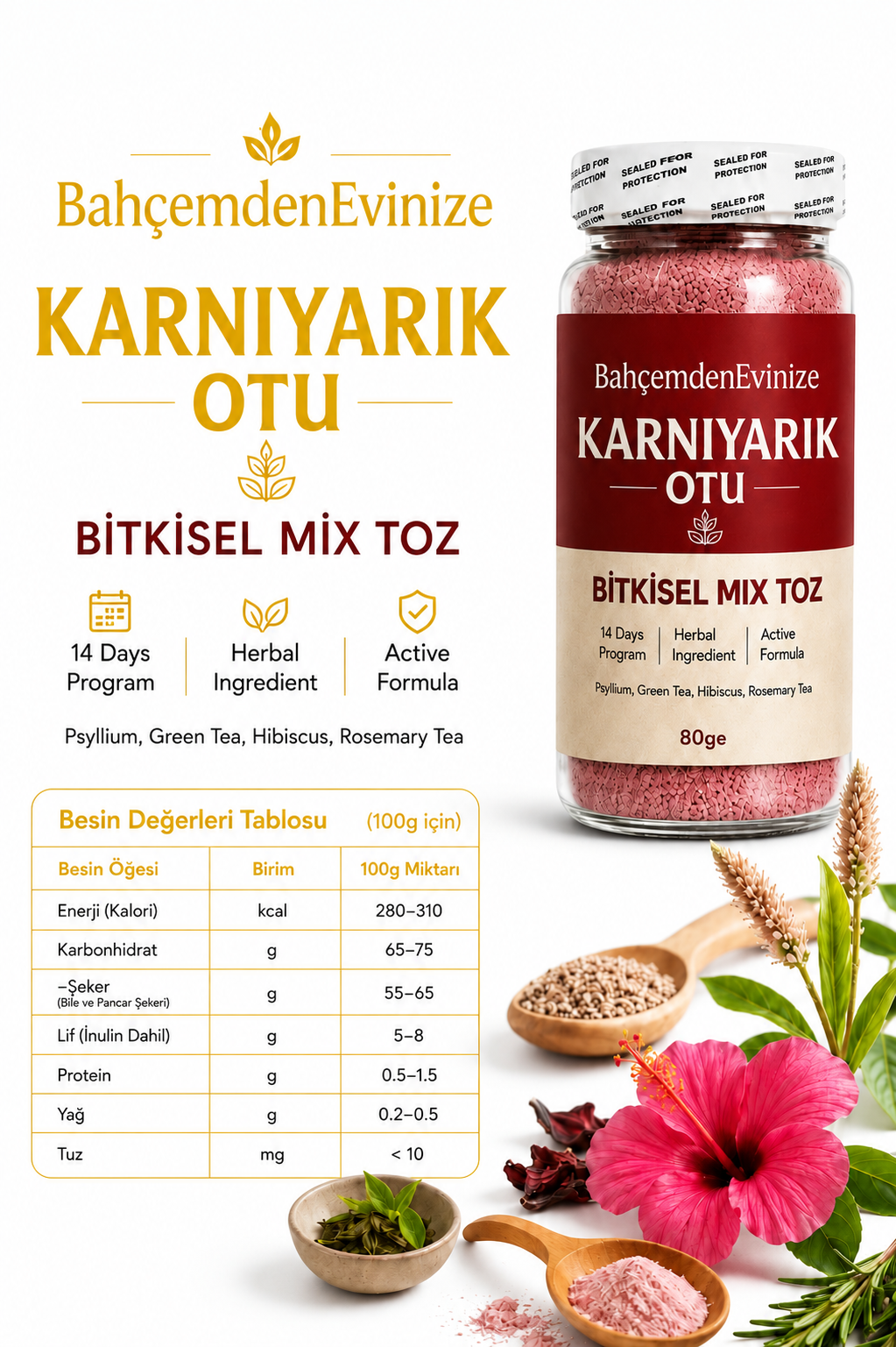 ORGANİK ÇİLEKLİ KARNIYARIK OTU TOZU[x2] + HİNDİBA KAHVESİ