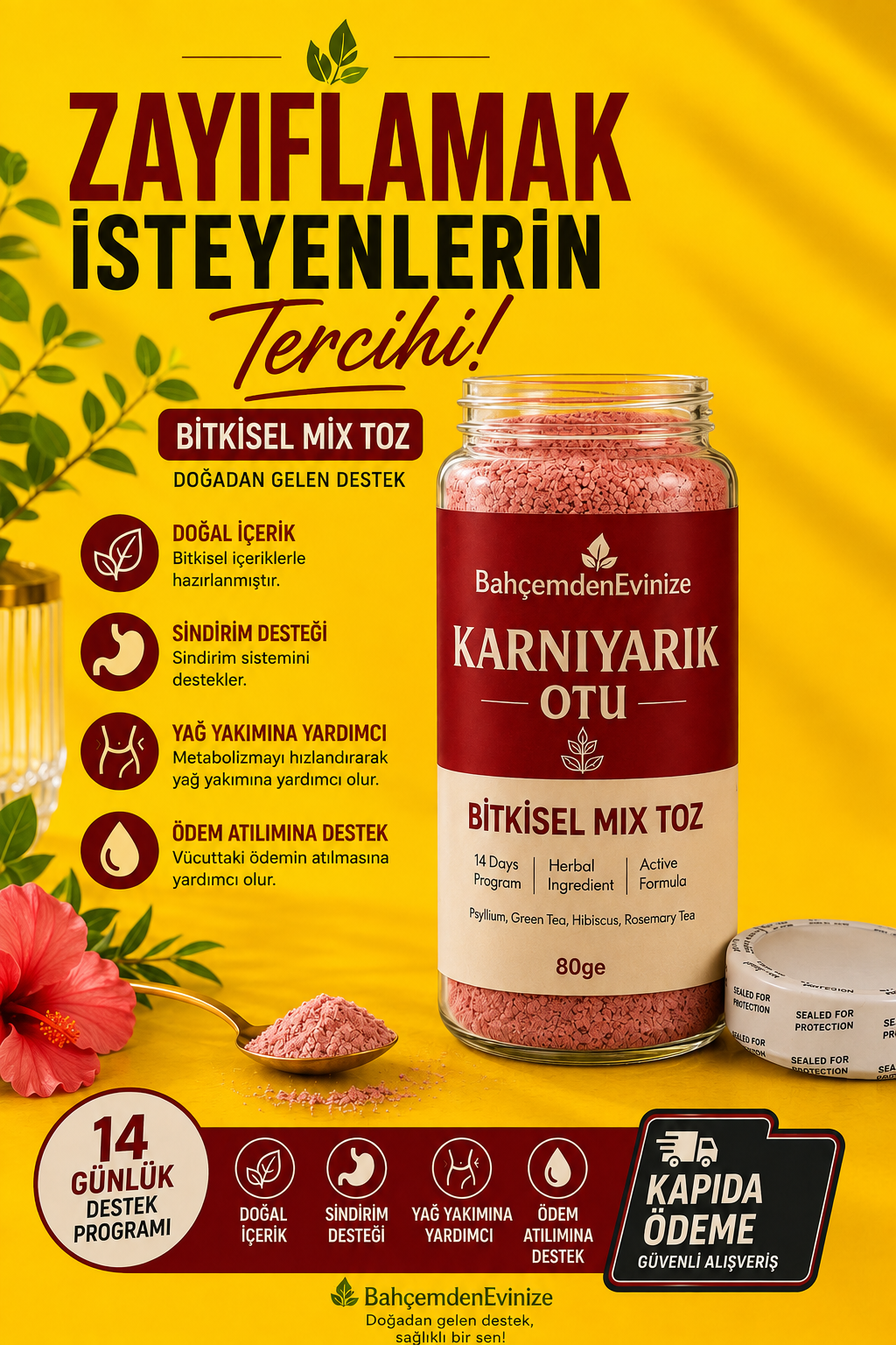 ORGANİK ÇİLEKLİ KARNIYARIK OTU TOZU[x2] + HİNDİBA KAHVESİ