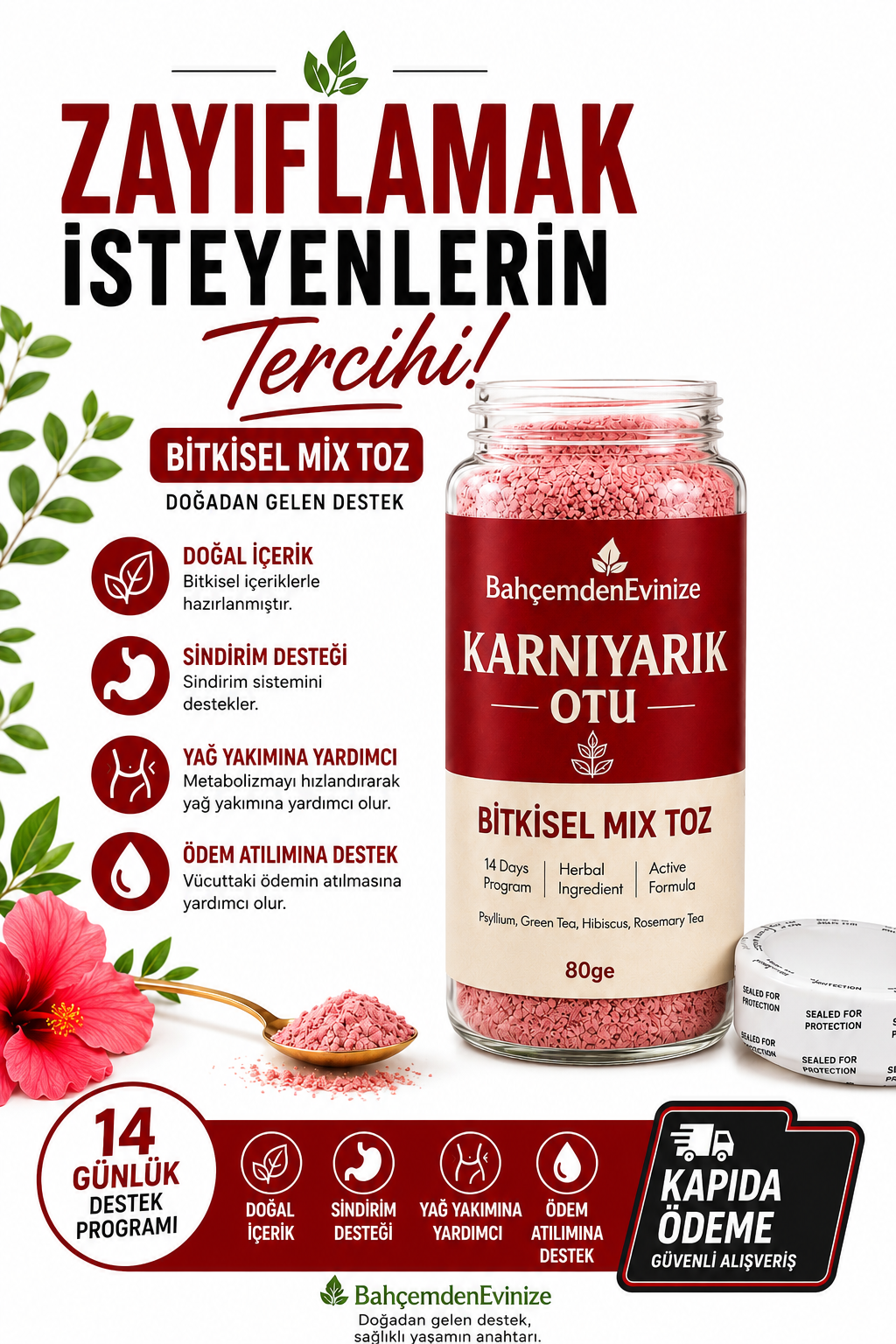 ORGANİK ÇİLEKLİ KARNIYARIK OTU TOZU[x2] + HİNDİBA KAHVESİ