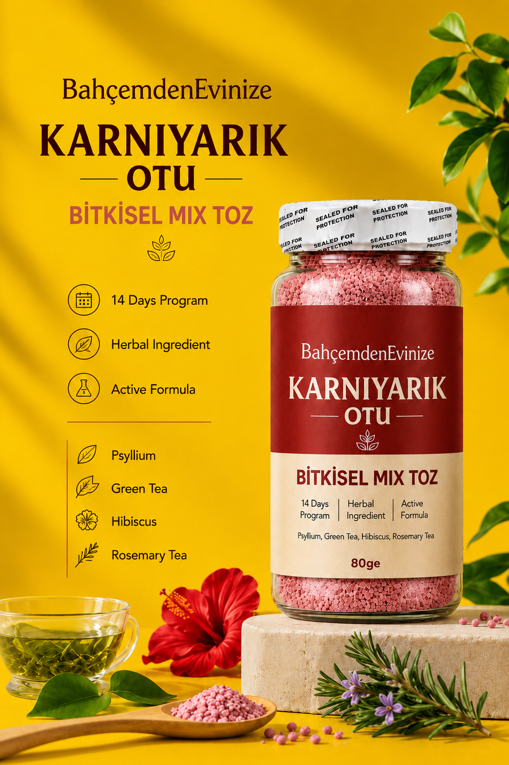 ORGANİK ÇİLEKLİ KARNIYARIK OTU TOZU[x2] + HİNDİBA KAHVESİ